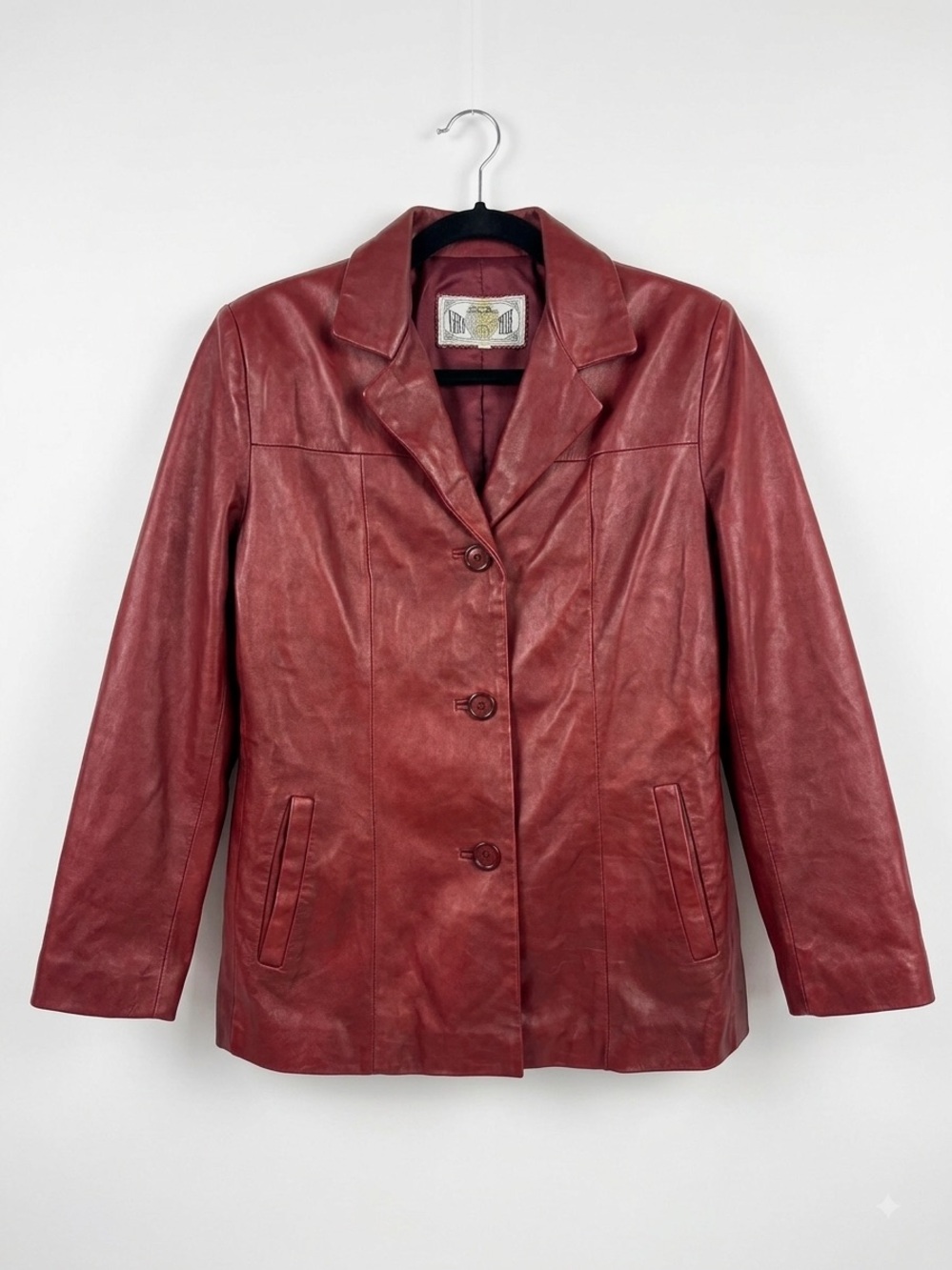 Vera Pelle Red Leather Button-Front Jacket